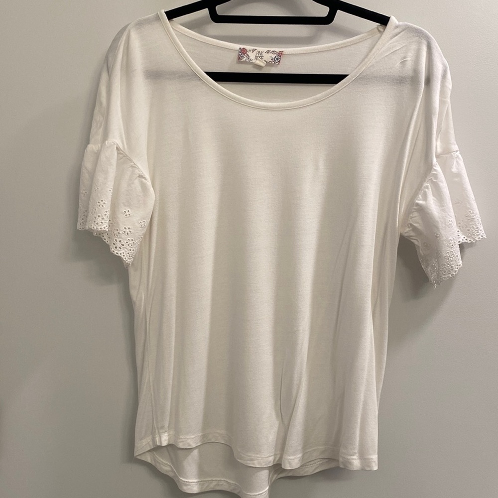 Pink Rose white t-shirt